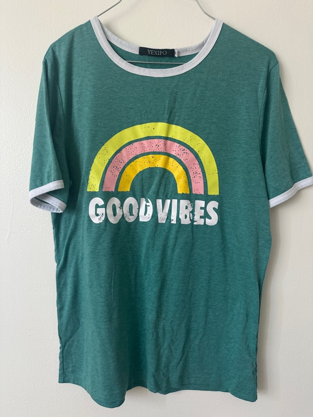 Teal 'Good Vibes' Rainbow Tee